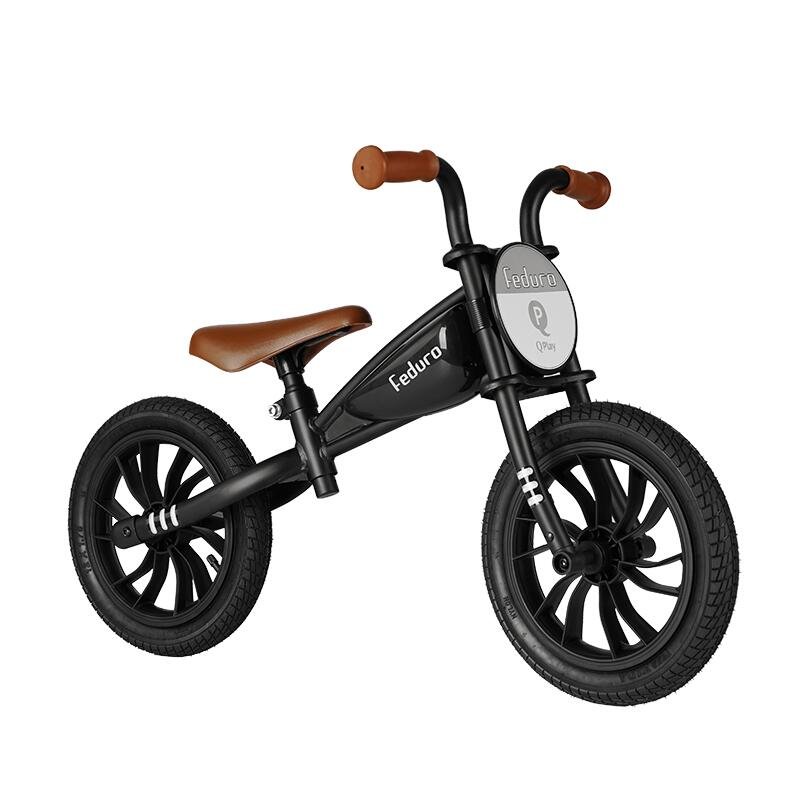 Bicicleta fara pedale QPlay Feduro Negru Balance bike, roti 12 inch gonflabile, sa ajustabila din piele ecologica, varsta 3-6 ani – imaginea 2