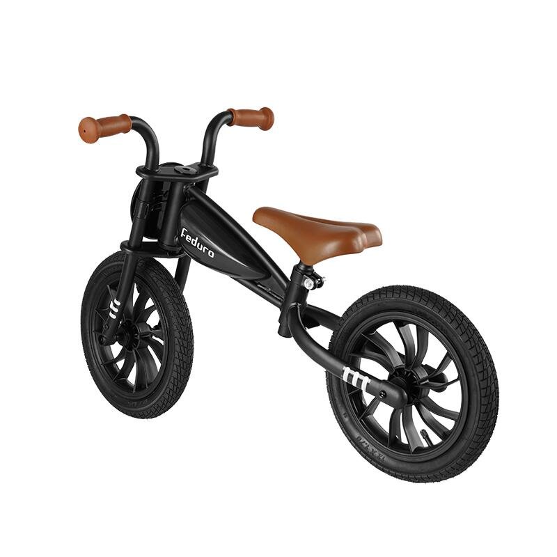Bicicleta fara pedale QPlay Feduro Negru Balance bike, roti 12 inch gonflabile, sa ajustabila din piele ecologica, varsta 3-6 ani – imaginea 3