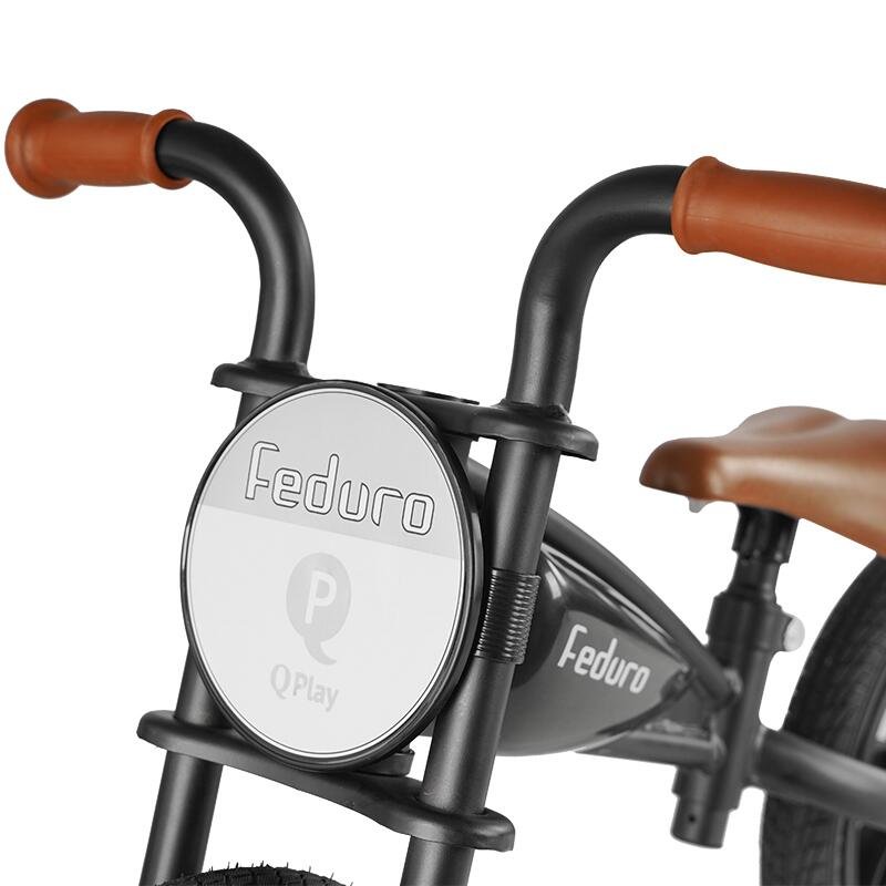 Bicicleta fara pedale QPlay Feduro Negru Balance bike, roti 12 inch gonflabile, sa ajustabila din piele ecologica, varsta 3-6 ani – imaginea 5