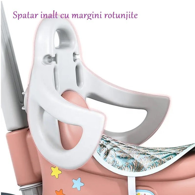 Balansoar 3 in 1 Nichiduta Garden Lovely Unicorn Pink transformabil in vehicul fara pedale cu maner parental, roti EVA, centuri de siguranta, jucarie muzicala, spatar si bara de siguranta detasabile – imaginea 7