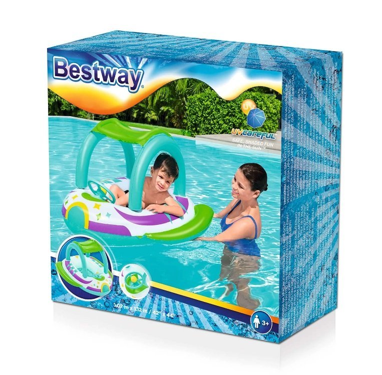 Barca gonflabila pentru copii cu baldachin si volan Bestway – imaginea 5