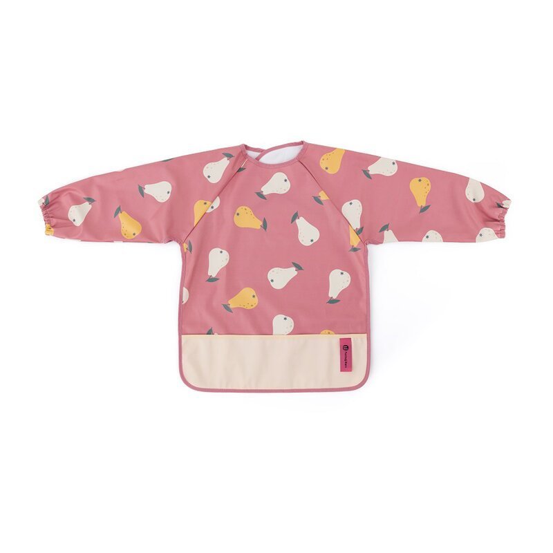 Baveta impermeabila PetiteMars cu maneci lungi 38×42 cm 24 luni+ Pink Pears – imaginea 4