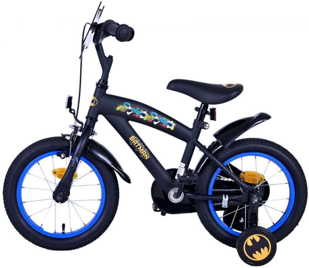 Bicicleta pentru copii EL Batman 14 inch ND, frana de mana pe roata din fata, scaun si ghidon reglabil, spite metalice, roti gonflabile, stopuri reflectorizante – imaginea 5