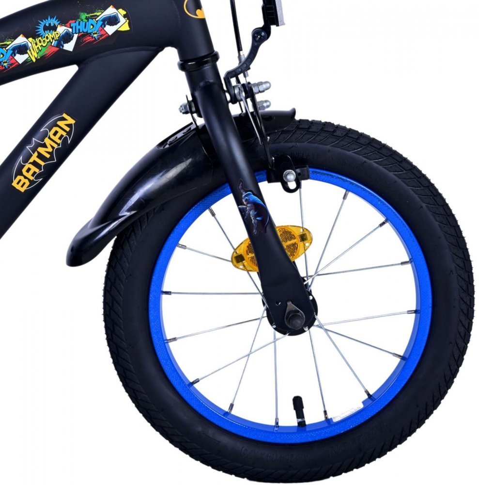 Bicicleta pentru copii EL Batman 14 inch ND, frana de mana pe roata din fata, scaun si ghidon reglabil, spite metalice, roti gonflabile, stopuri reflectorizante – imaginea 6