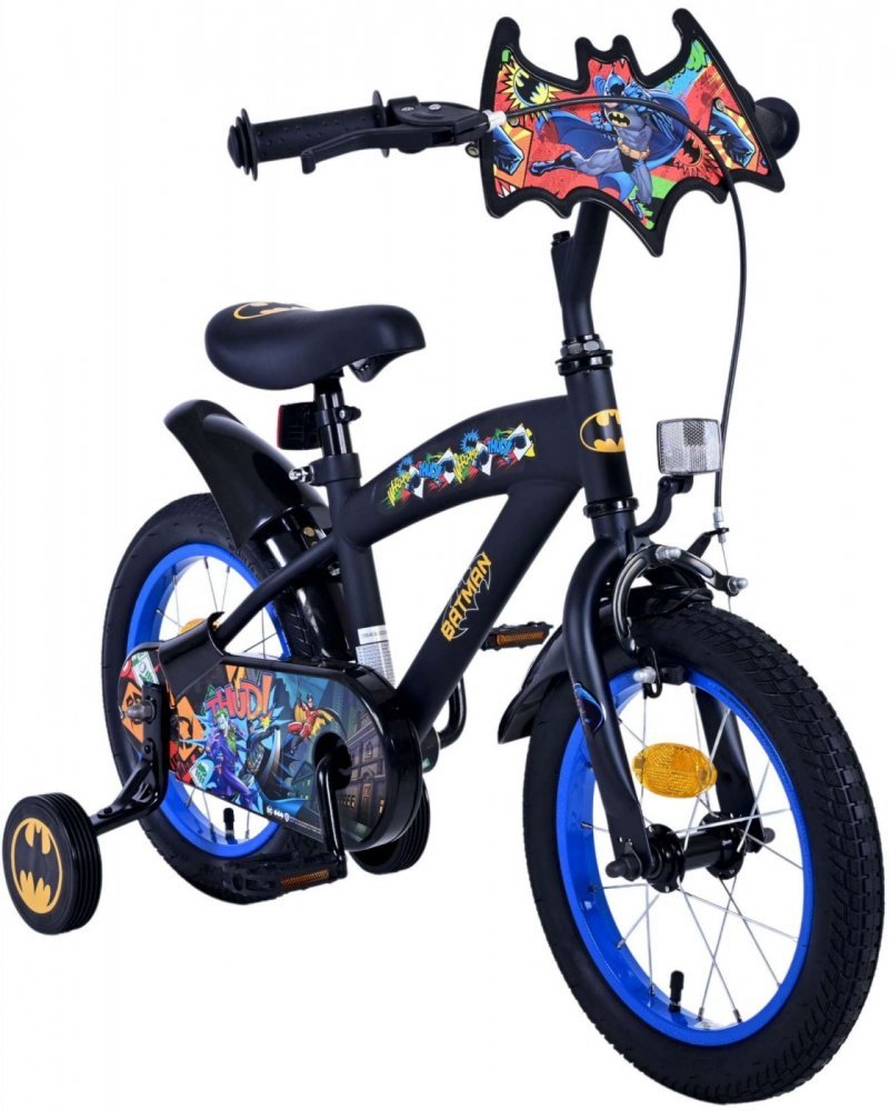 Bicicleta pentru copii EL Batman 14 inch ND, frana de mana pe roata din fata, scaun si ghidon reglabil, spite metalice, roti gonflabile, stopuri reflectorizante – imaginea 7