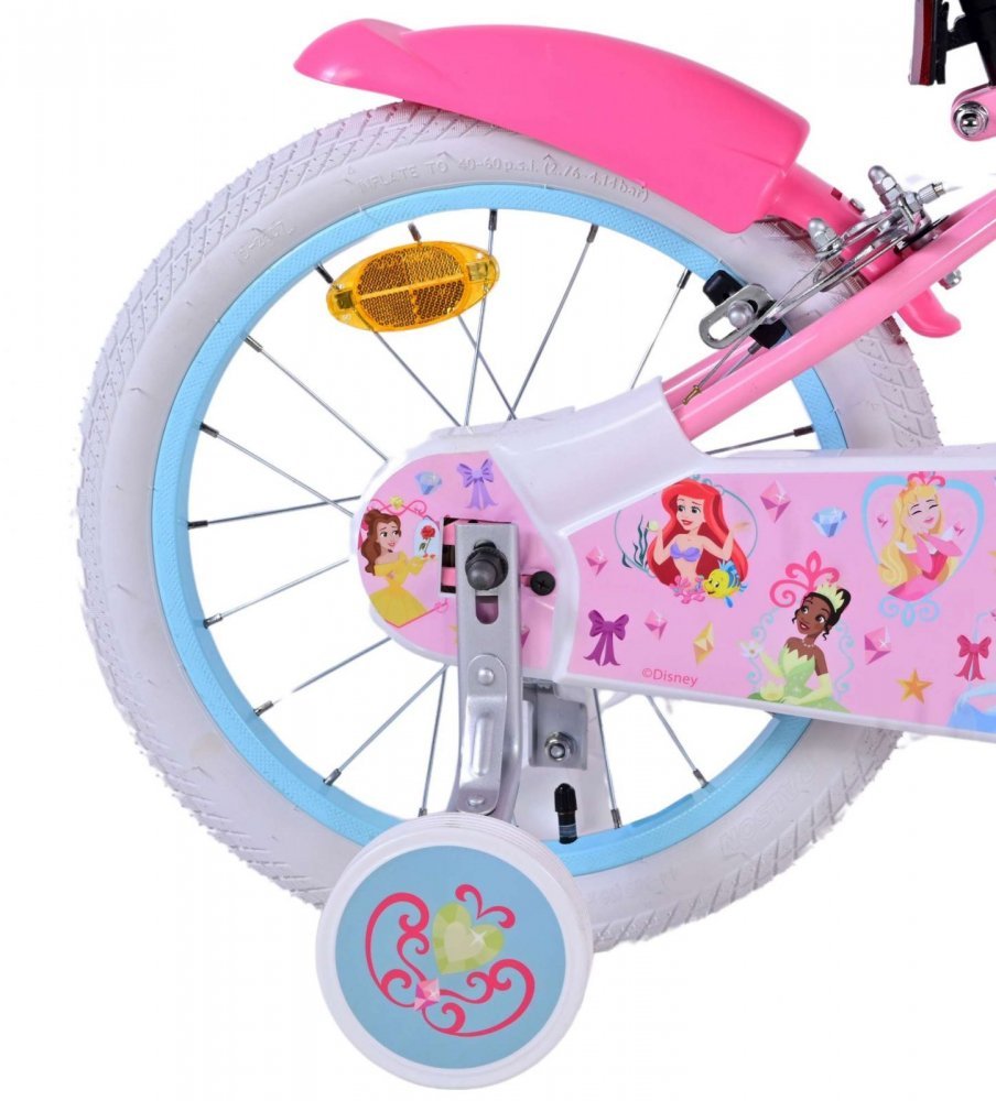Bicicleta pentru copii EL Disney Princess 16 inch FW, frana de mana pe ambele roti, scaun si ghidon reglabil, cosulet pe ghidon, roti gonflabile, stopuri reflectorizante – imaginea 2