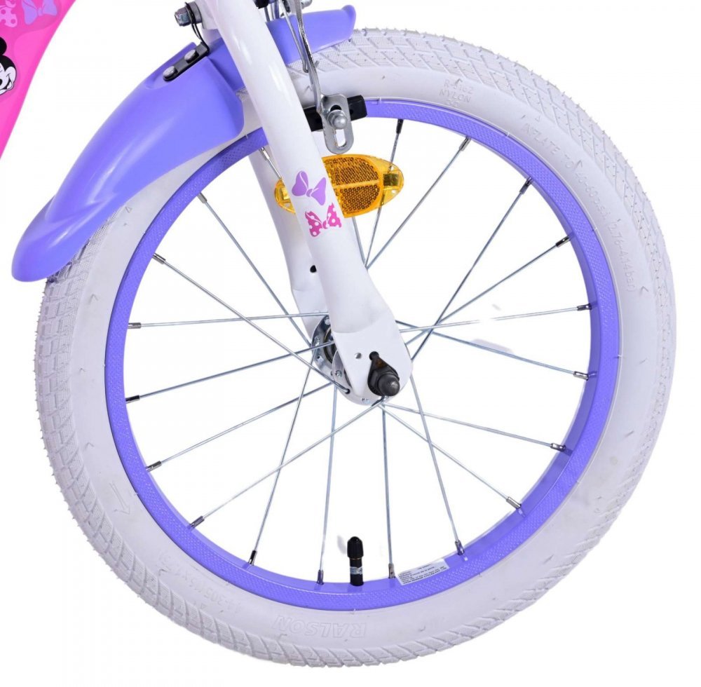 Bicicleta pentru copii EL Minnie Mouse 16 inch Bow Tie, frana de mana pe ambele roti, scaun si ghidon reglabil, cosulet pe ghidon, roti gonflabile, stopuri reflectorizante – imaginea 5