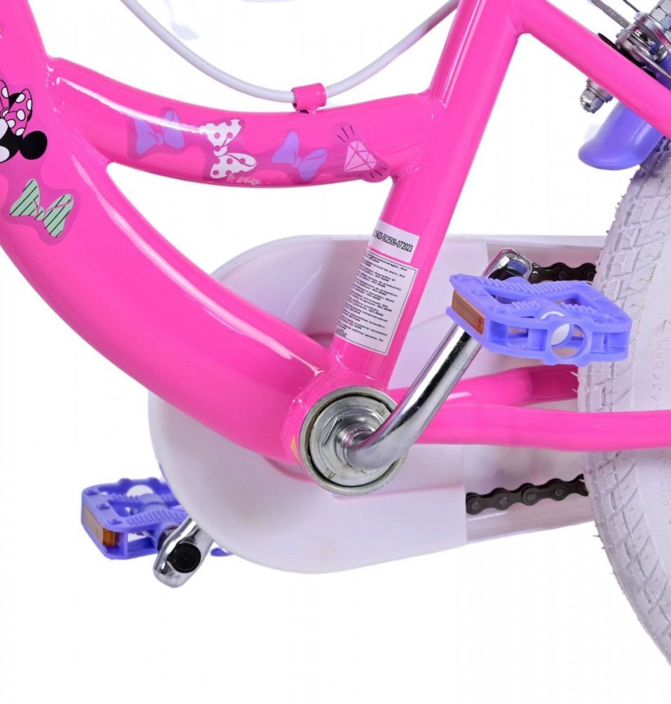 Bicicleta pentru copii EL Minnie Mouse 16 inch Bow Tie, frana de mana pe ambele roti, scaun si ghidon reglabil, cosulet pe ghidon, roti gonflabile, stopuri reflectorizante – imaginea 6