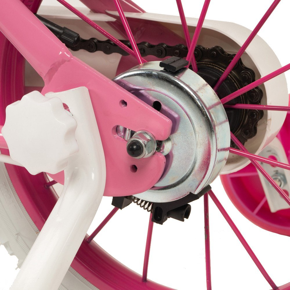 Bicicleta copii Toimsa Peppa Pig Pink 16 inch, cu cosulet frontal si scaunel pentru papusi, de la 5 ani, inaltimea recomandata 110-120 cm, scaun si ghidon reglabile, roti ajutatoare detasabile – imaginea 3