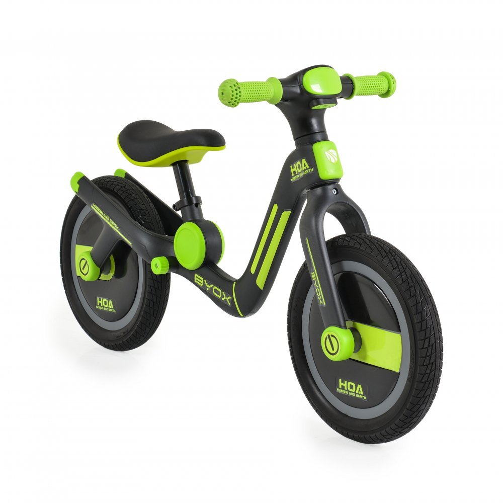 Bicicleta copii fara pedale Byox Harly Green 12 inch, de la 2 ani pana la 50 kg, scaun moale reglabil de la 33-38 cm, anvelope din cauciuc plin, manere din cauciuc moale – imaginea 3