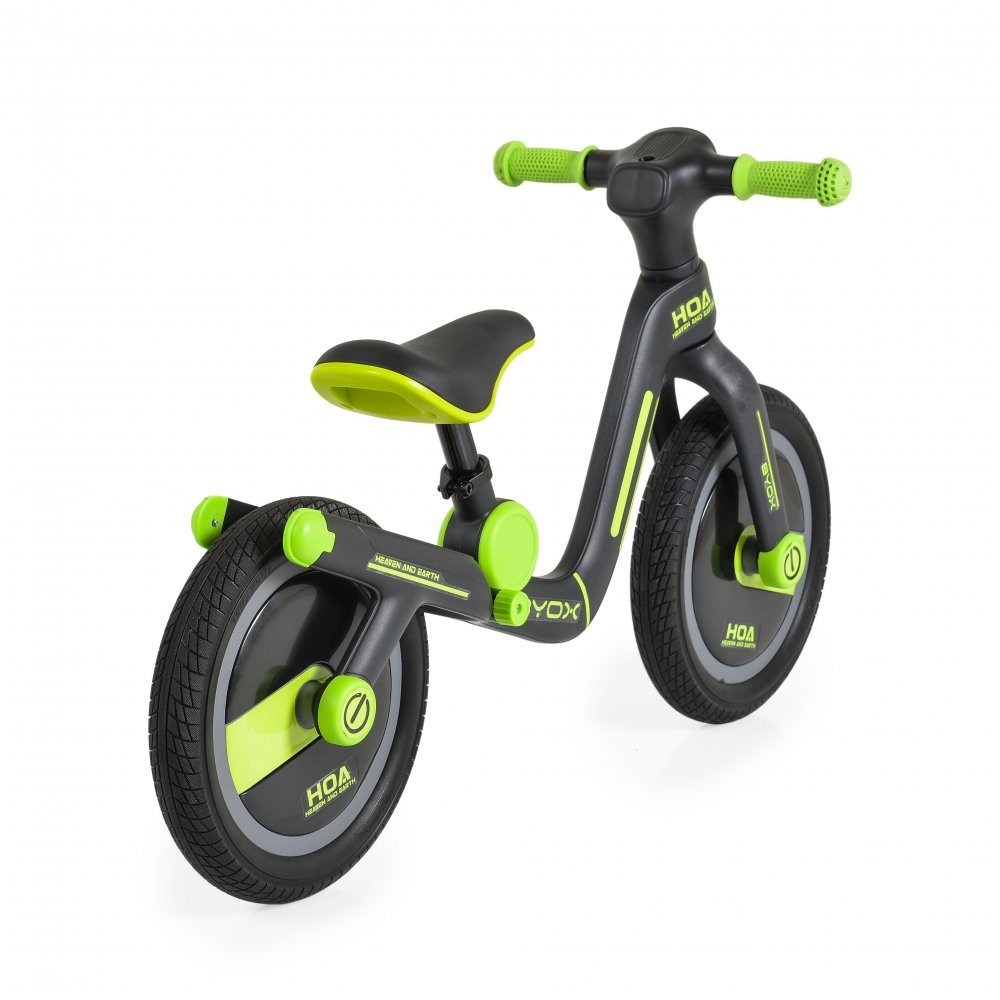 Bicicleta copii fara pedale Byox Harly Green 12 inch, de la 2 ani pana la 50 kg, scaun moale reglabil de la 33-38 cm, anvelope din cauciuc plin, manere din cauciuc moale – imaginea 2