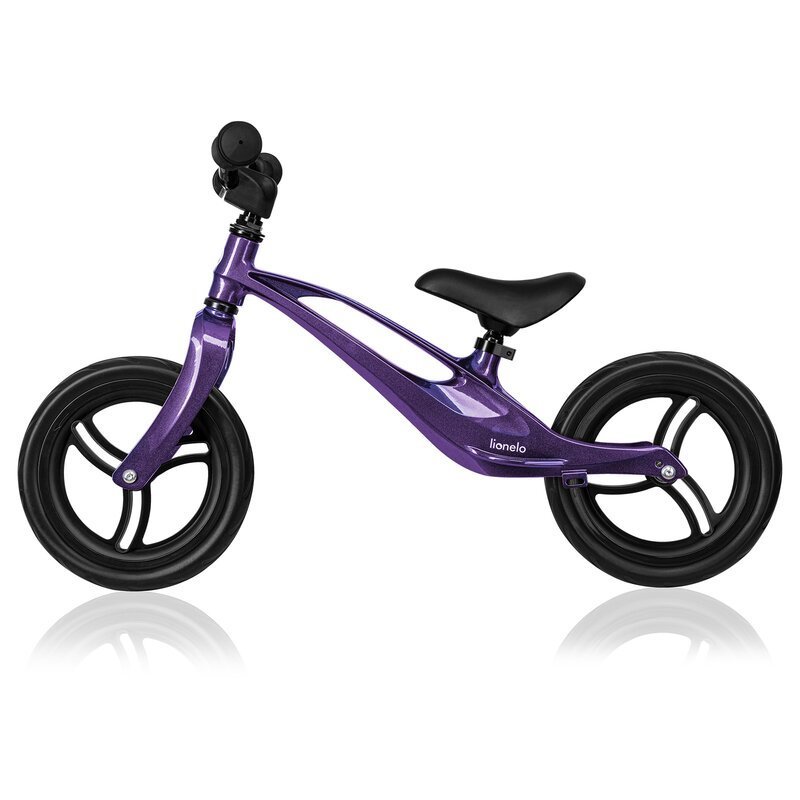 Bicicleta fara pedale Lionelo Bart 12 inch Purple Amethyst, roti din spuma EVA, de la 2 ani pana la 30 kg, scaun reglabil de la 35-43 cm, ghidon ajustabil, suport pentru picioare in relief, maner de transport – imaginea 8