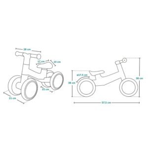 Ride-On copii fara pedale Lionelo Villy Verde turcoaz,de la 12-36 luni,roti din spuma EVA,sistem de blocare a directiei,inaltimea scaunului de la sol 26 cm, greutate maxima admisa 30 kg