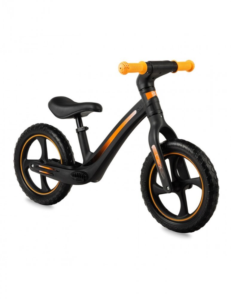 Bicicleta fara pedale Momi Mizo Black 12 inch, foarte usoara, roti din spuma EVA, scaun reglabil de la 33-40 cm, greutate maxima admisa 25 kg, de la 3 ani