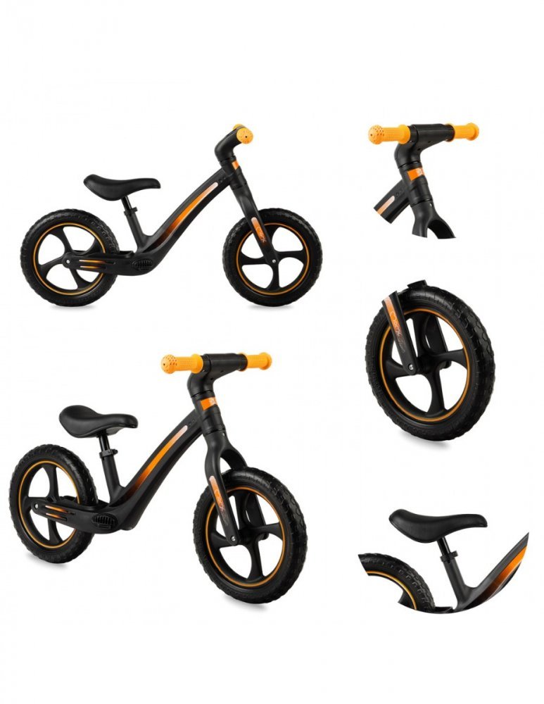 Bicicleta fara pedale Momi Mizo Black 12 inch, foarte usoara, roti din spuma EVA, scaun reglabil de la 33-40 cm, greutate maxima admisa 25 kg, de la 3 ani – imaginea 4