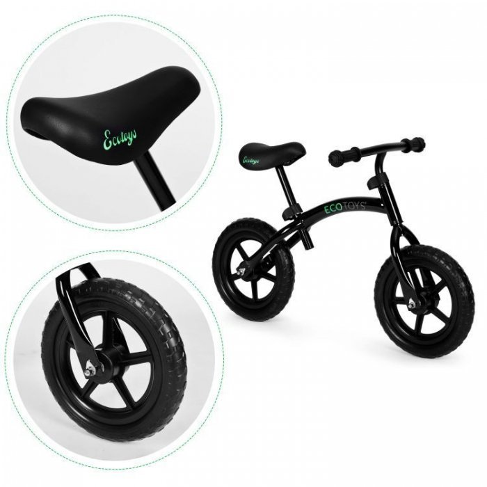 Bicicleta fara pedale cu roti din spuma EVA Ecotoys YM-BB-13 negru – imaginea 3