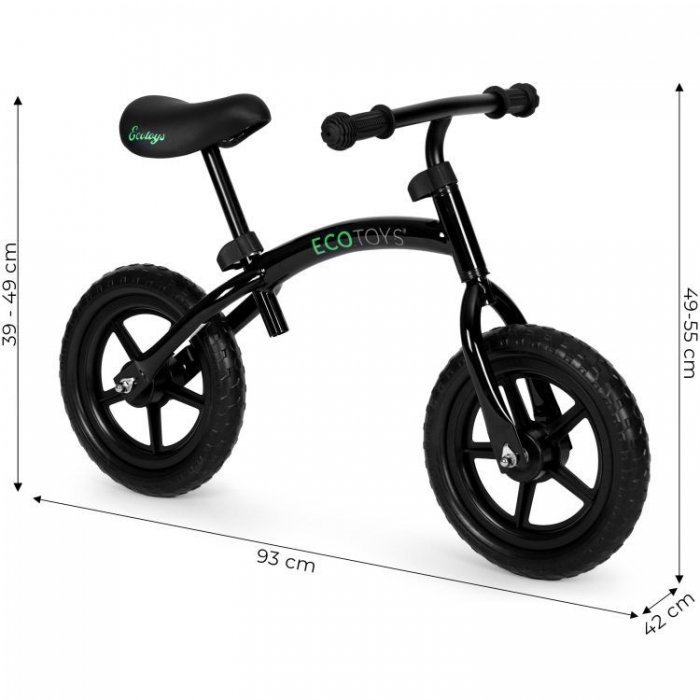 Bicicleta fara pedale cu roti din spuma EVA Ecotoys YM-BB-13 negru – imaginea 4