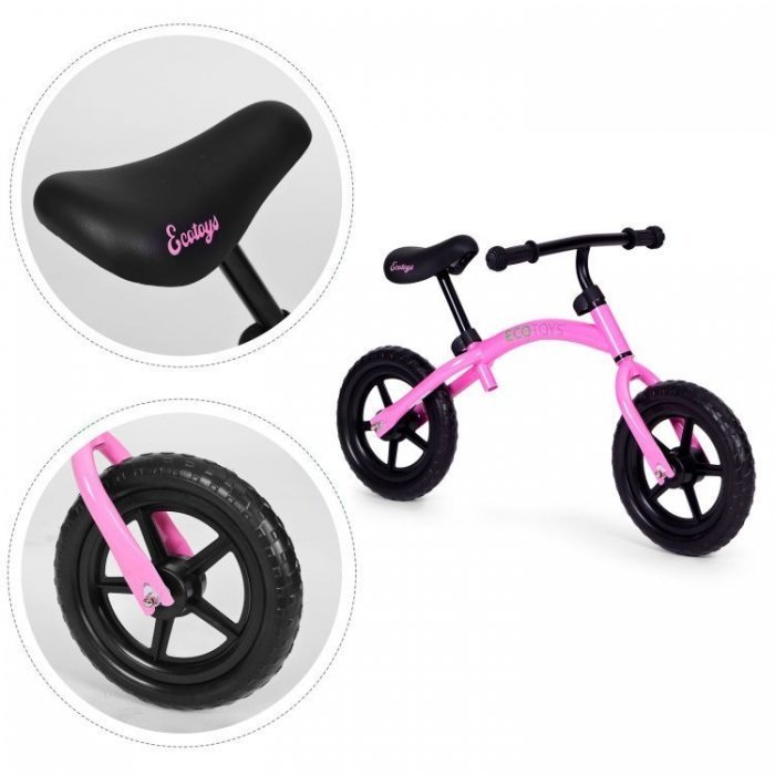 Bicicleta fara pedale cu roti din spuma EVA Ecotoys YM-BB-13 roz – imaginea 3