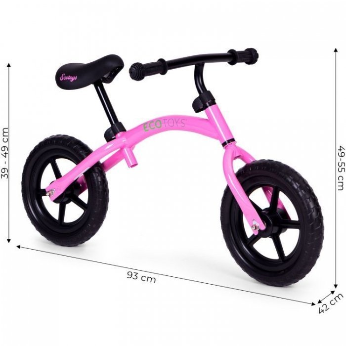 Bicicleta fara pedale cu roti din spuma EVA Ecotoys YM-BB-13 roz – imaginea 4