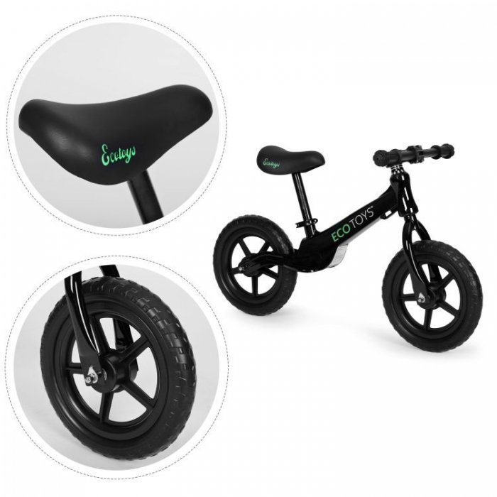 Bicicleta fara pedale cu roti din spuma EVA Ecotoys YM-BB-17 negru – imaginea 3