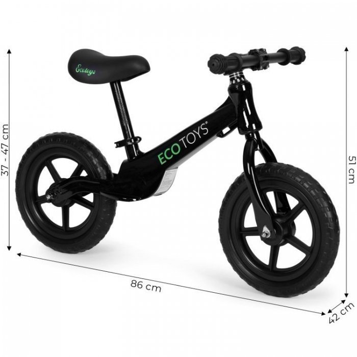 Bicicleta fara pedale cu roti din spuma EVA Ecotoys YM-BB-17 negru – imaginea 4