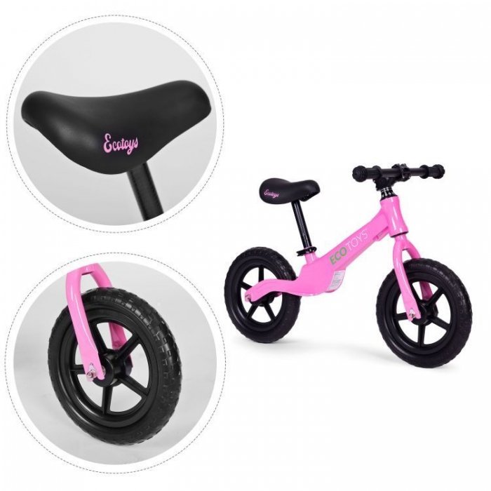 Bicicleta fara pedale cu roti din spuma EVA Ecotoys YM-BB-17 roz – imaginea 3