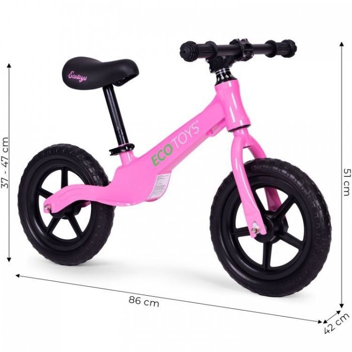 Bicicleta fara pedale cu roti din spuma EVA Ecotoys YM-BB-17 roz – imaginea 4