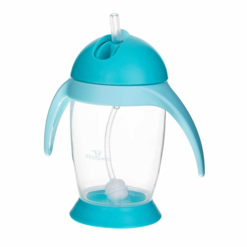 Cana de apa Bocioland cu pai si manere 300 ml 6 luni+ Blue – imaginea 4