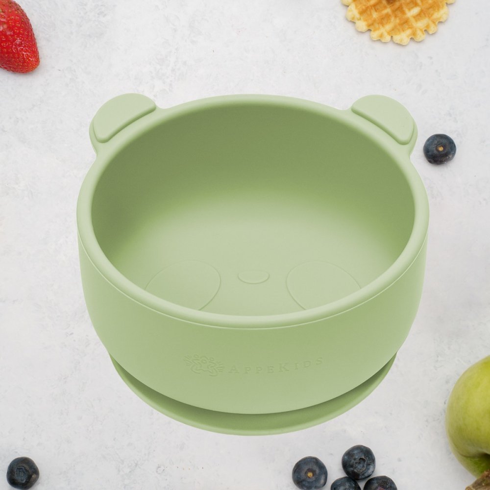 Bol din silicon cu ventuza AppeKids The Little Bear Raw Green – imaginea 6