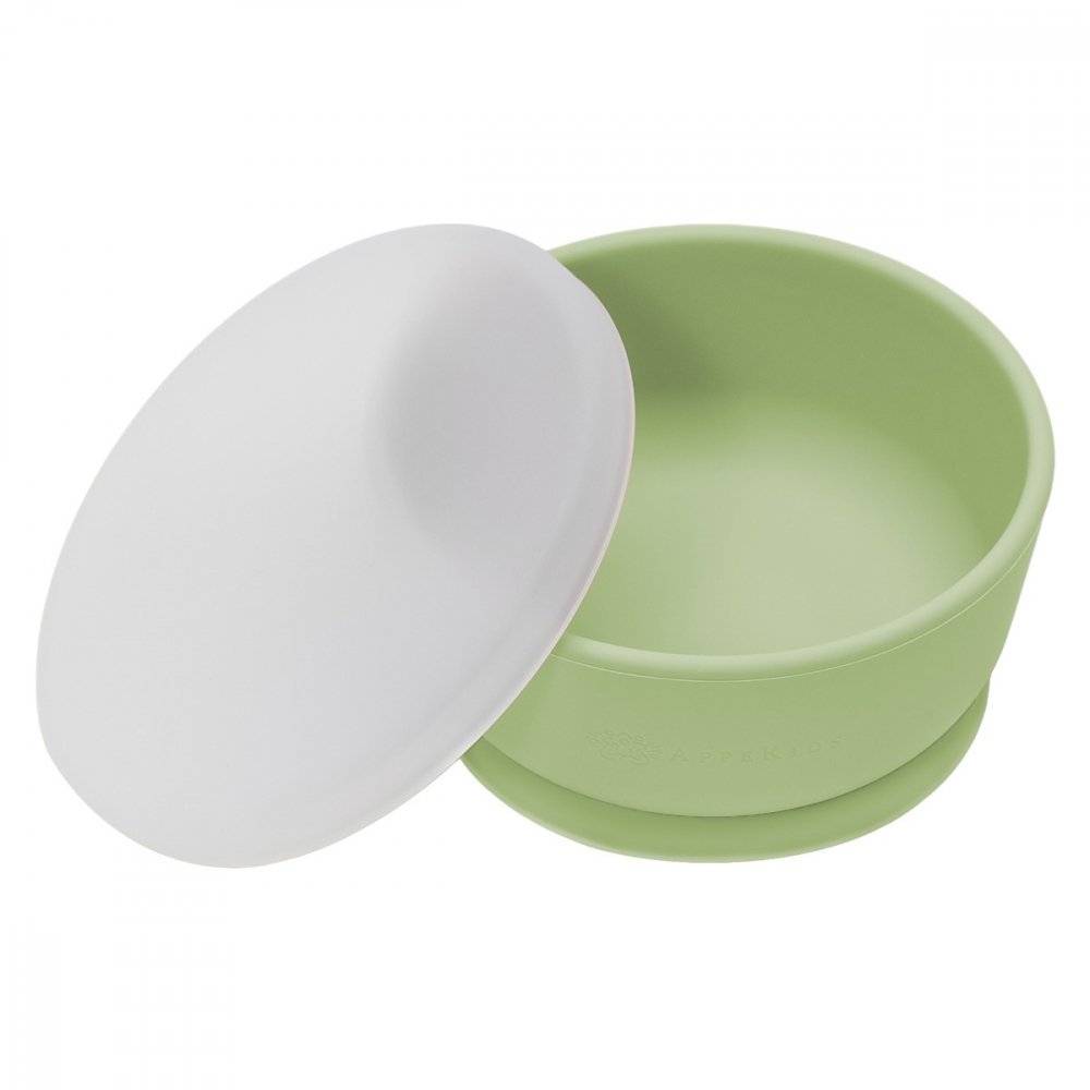 Bol din silicon cu ventuza si capac AppeKids Raw Green – imaginea 6