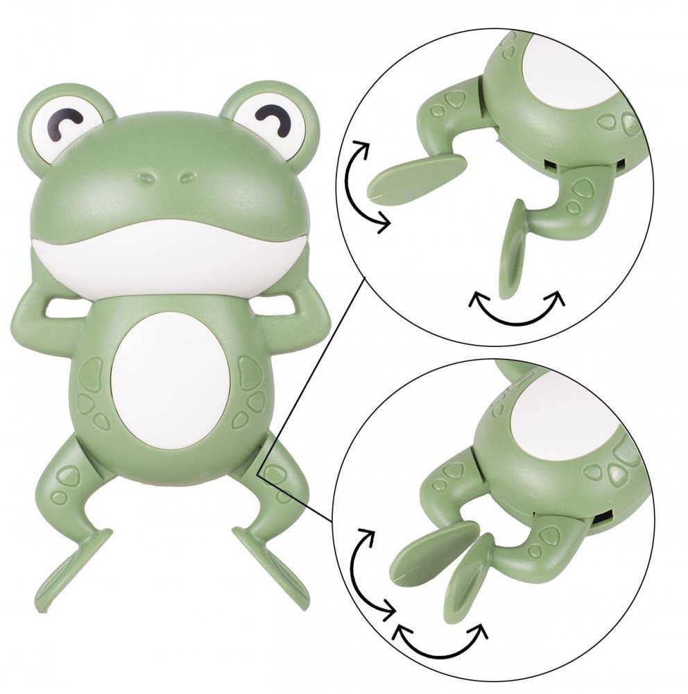 Jucarie de baie cu cheita Swimming frog Green – imaginea 2