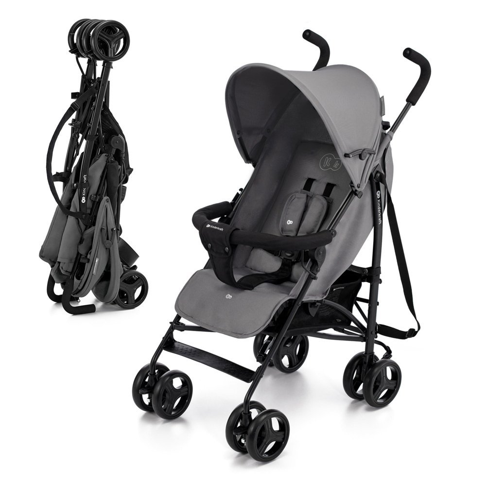 Carucior sport Kinderkraft Tik tip umbrela stone grey, spatar reglabil, pozitie somn, suport pentru picioare, roti din spuma Eva, greutate redusa 6,5 kg – imaginea 8