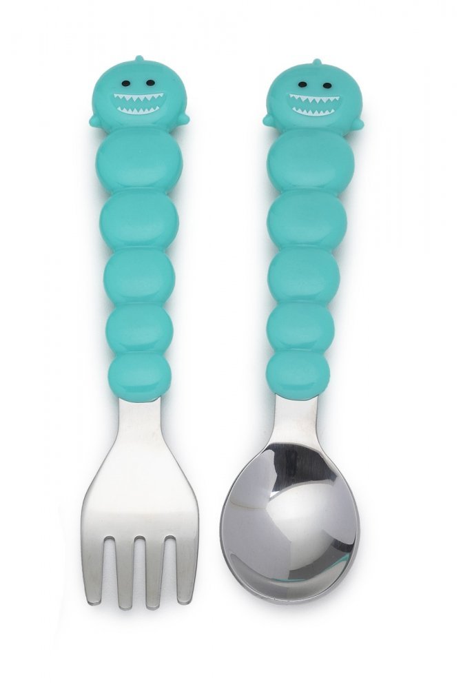 Castronel silicon cu capac si tacamuri Melii model rechin – imaginea 2