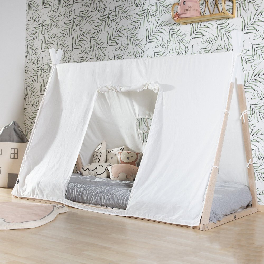 Cadru pat Tipi Childhome 90×200 cm lemn natural alb – imaginea 4
