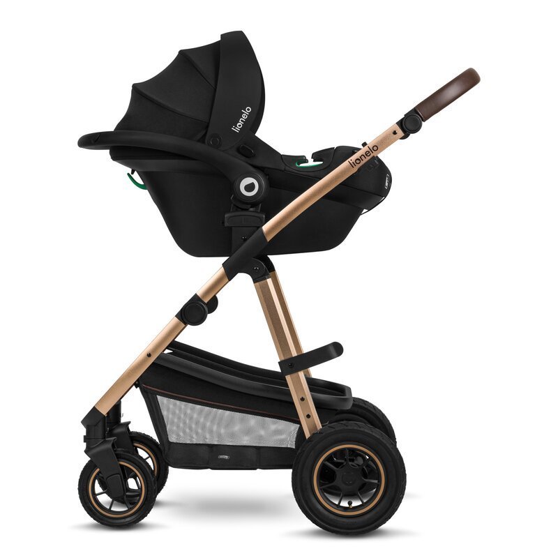 Carucior 2 in 1 Lionelo Amber Cadru aluminiu, Cu landou intarit si salteluta moale, Reversibil, Maner ajustabil, Huse pentru picioare, ploaie, Plasa de tantari, Geanta parinti, Sarcina maxima 22 kg, Standard de siguranta EN18