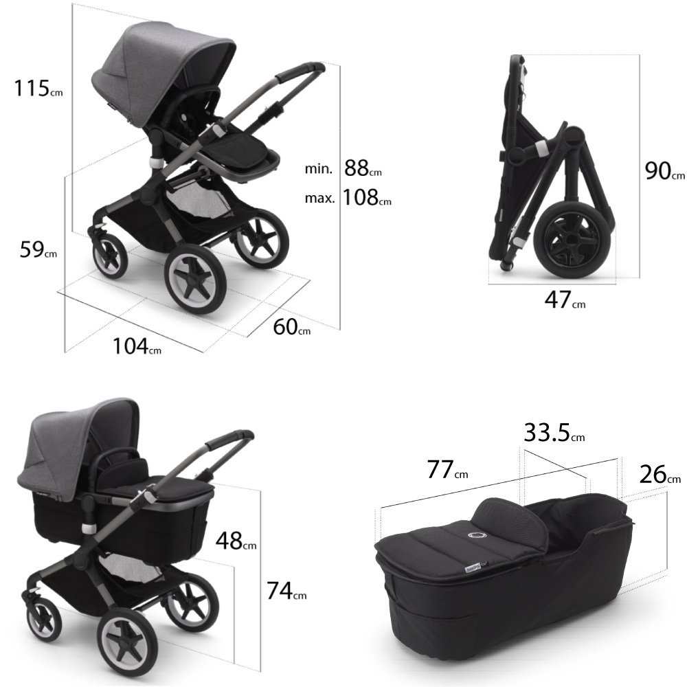Carucior 2 in 1 Bugaboo Fox 3 Classic graphite dark navy – imaginea 6
