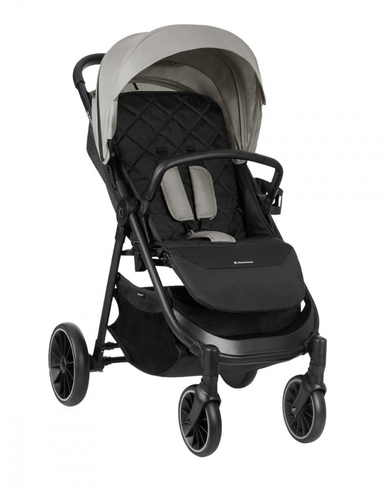 Carucior pentru copii KikkaBoo Sarah Grey 2023, 0-48luni pana la 22kg cu suspensii,spatar reglabil cu pozitie somn,Maner din piele ecologica,tavita,husa de ploaie,husa picioare si suport pahar incluse – imaginea 6