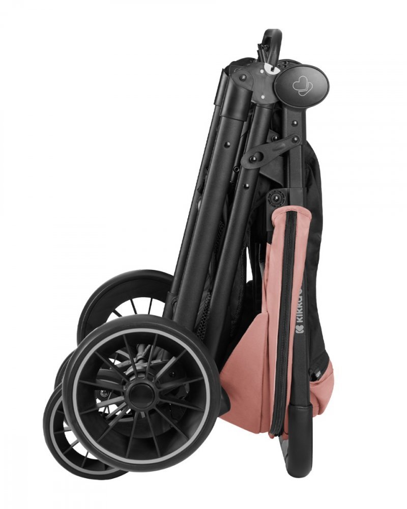 Carucior pentru copii KikkaBoo Sarah Pink 2023, 0-48luni pana la 22kg cu suspensii,spatar reglabil cu pozitie somn,Maner din piele ecologica,tavita,husa de ploaie,husa picioare si suport pahar incluse – imaginea 2