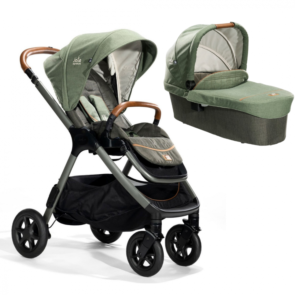Carucior pentru copii multifunctional 3 in 1 Joie Finiti Signature PineLaurel cu Landou Ramble Pine si scoica i-Snug Laurel i-Size – imaginea 3