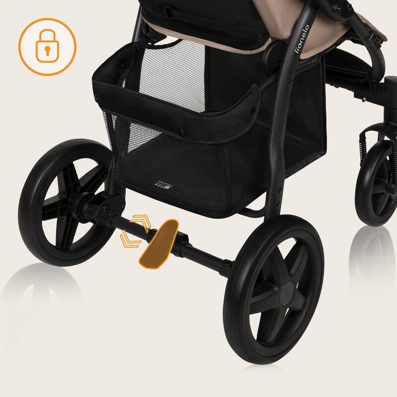 Carucior pentru copii Lionelo Annet Plus Bej, cu accesorii si capotina XXL reglabila, 0-22 kg, conform cu standardele europene de securitate – imaginea 3