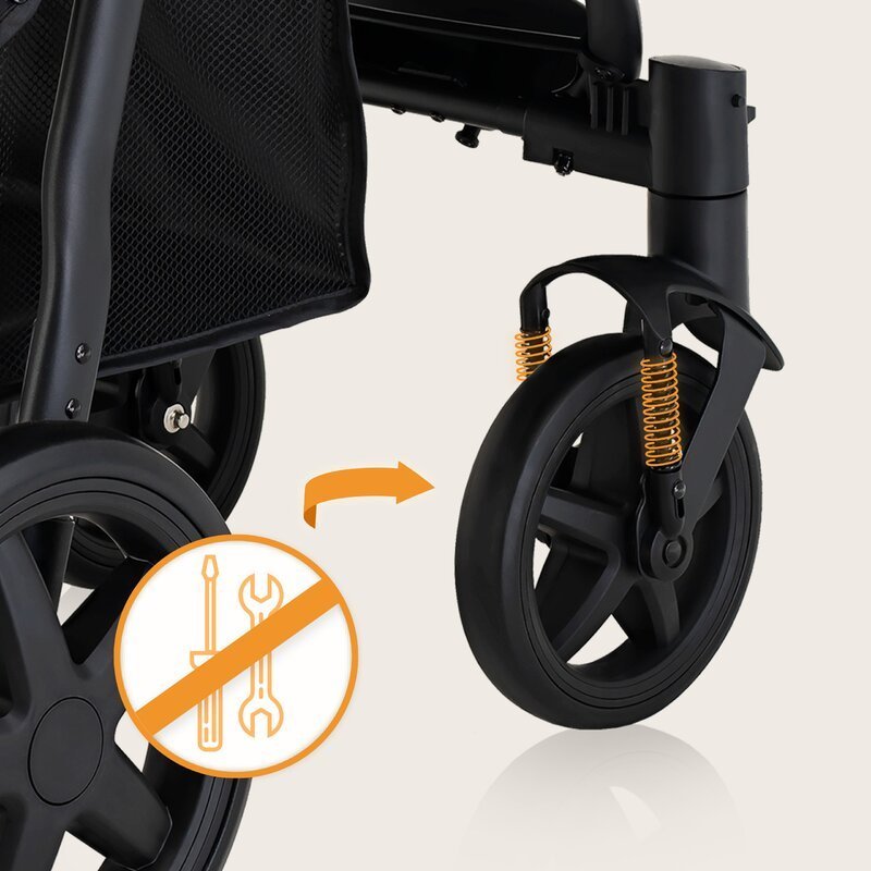 Carucior pentru copii Lionelo Annet Plus Bej, cu accesorii si capotina XXL reglabila, 0-22 kg, conform cu standardele europene de securitate – imaginea 4