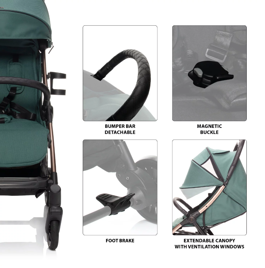 Carucior sport Zopa Quiq 2 Antique GreenBlack – imaginea 2