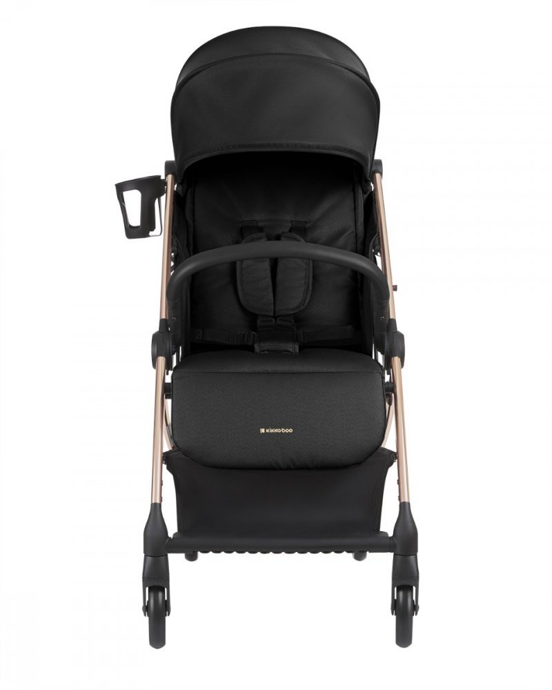 Carucior sport pentru copii KikkaBoo Joy Black,Cadru din aluminiu,Sistem automat de pliere One Touch,Roti pivotante cu suspensii,Spatar si suport picioare reglabile,Capotina,recomandat de la nastere pana la 22kg – imaginea 2