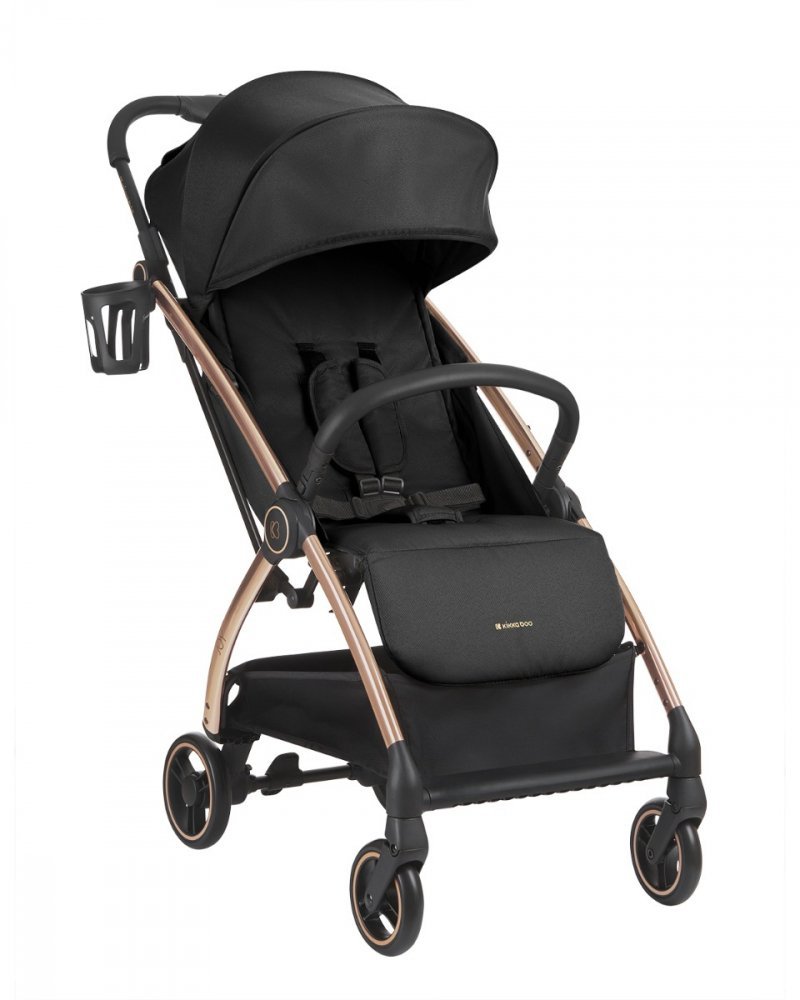Carucior sport pentru copii KikkaBoo Joy Black,Cadru din aluminiu,Sistem automat de pliere One Touch,Roti pivotante cu suspensii,Spatar si suport picioare reglabile,Capotina,recomandat de la nastere pana la 22kg – imaginea 4