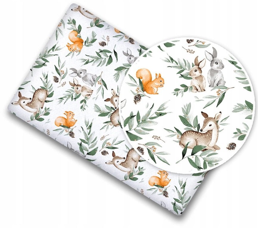 Cearceaf cu banda elastica pentru pat copii, dimensiune 140 x 70cm, 100 bumbac, BabyMam Forest Animals – imaginea 4