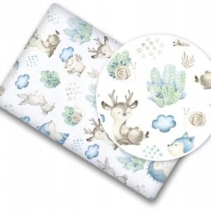 Cearceaf cu banda elastica 160x80 cm Blue Forest Animals