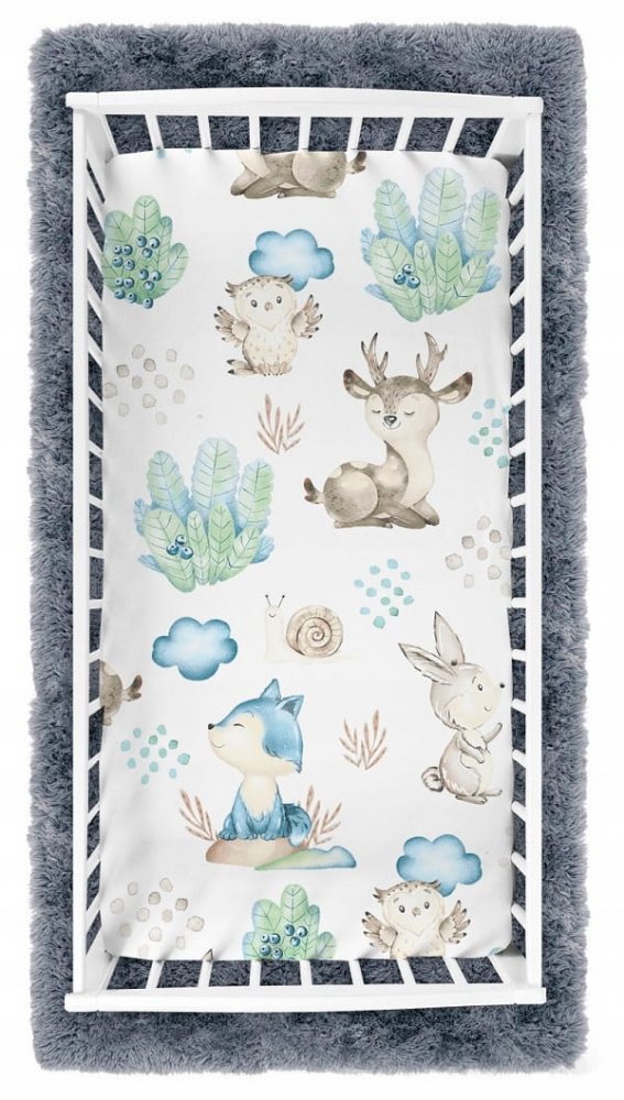 Cearceaf cu banda elastica 160×80 cm Blue Forest Animals – imaginea 2