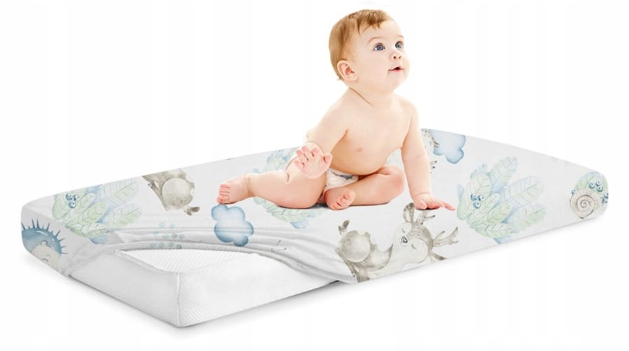 Cearceaf cu banda elastica 160×80 cm Blue Forest Animals – imaginea 3