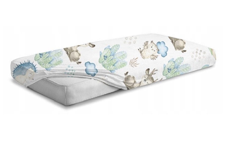 Cearceaf cu banda elastica 160×80 cm Blue Forest Animals – imaginea 4