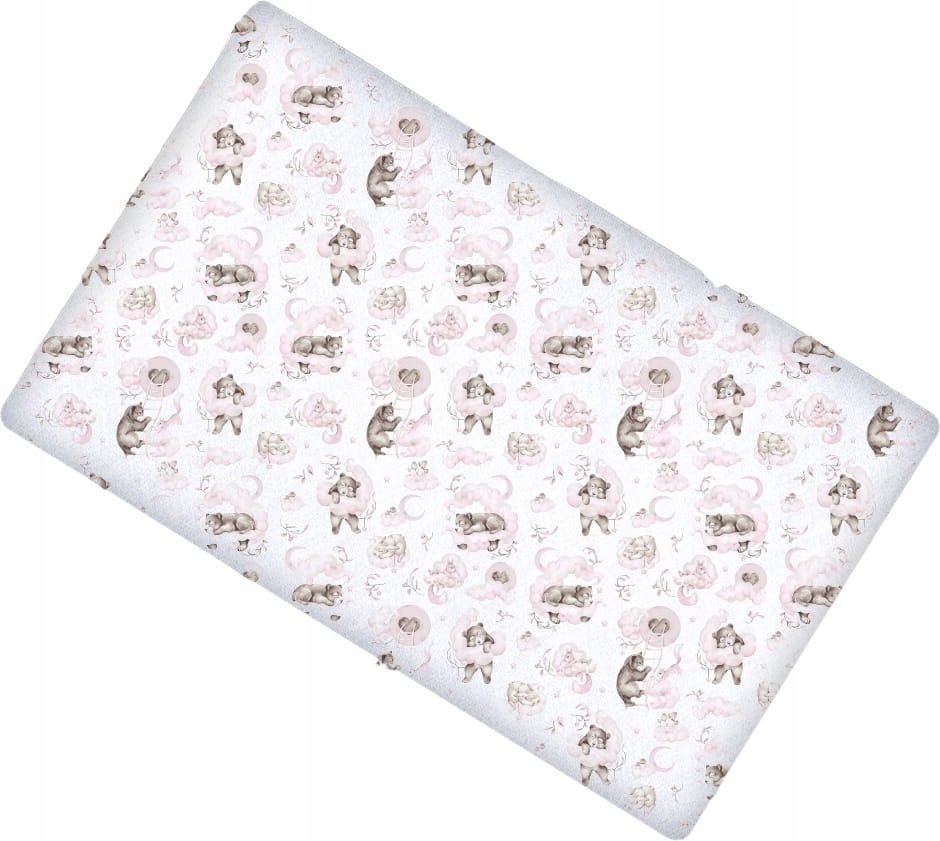 Cearceaf cu banda elastica pentru pat copii dimensiune 160 x 80 cm, 100 bumbac, BabyMam Pink Bears – imaginea 2